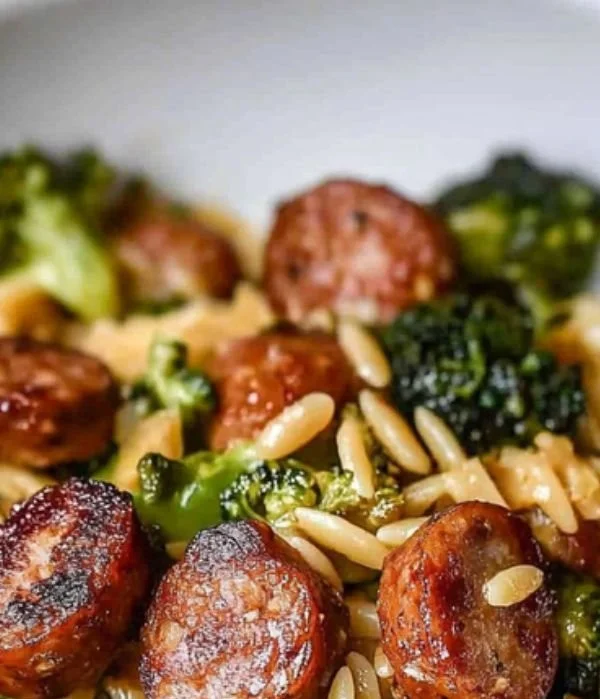 One-Pan Chicken Sausage and Broccoli Orzo