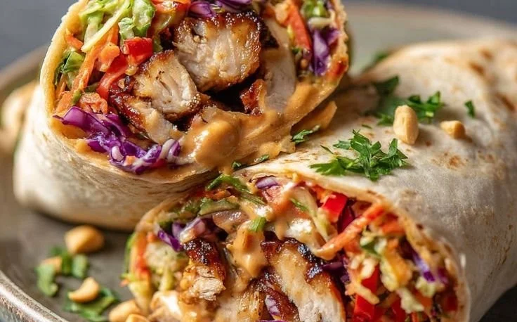 Thai Chicken Wrap with Crunchy Asian Slaw